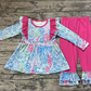 Baby Girl Seaweed Tunic Ruffle Pink Pants Set