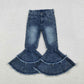 Sibling Baby Girls Bell Bottom Denim Pants Blue Jeans Clothes RTS