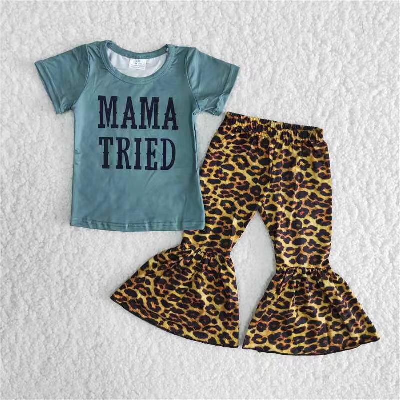 Promotion C5-23 Baby Girl Mama Tried Leopard Pants Outfit