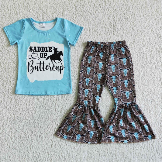 Promotion Baby Girl Leopard Cow Print Bells Pants Outfit RTS