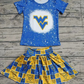 Baby Girl Blue Short Sleeves WV Shirt Skirt Team Set