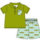 Baby Boy Girl Short Sleeves Fish Sibling Matching Dress Romper Green Clothes Set Moq 5 Each style