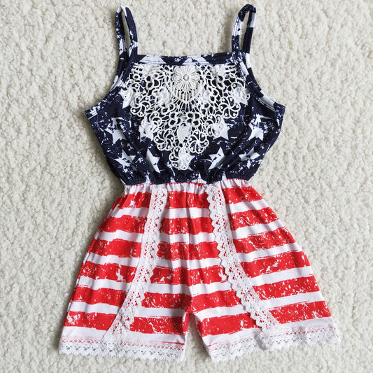 Promotion Baby Girl Sleeveless Stars Stripes July 4th Jumpsuit