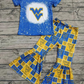 Baby Girl Blue Short Sleeves WV Shirt Skirt Team Set