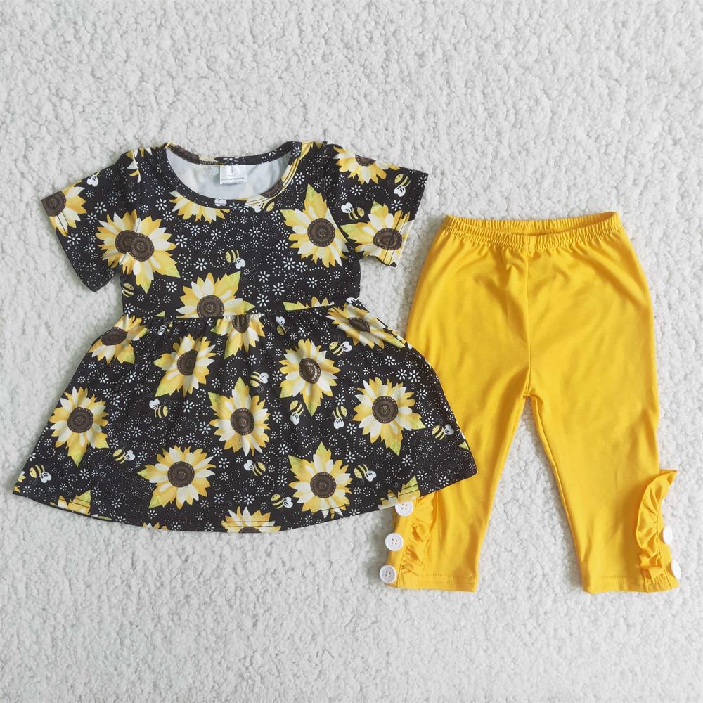 Promotion Baby Girl Sunflower Outfit RTS