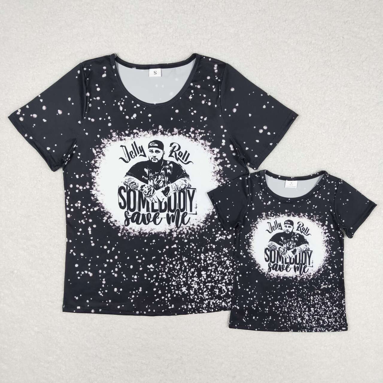 Baby Kids Black Short Sleeves Singer Shirt Tops