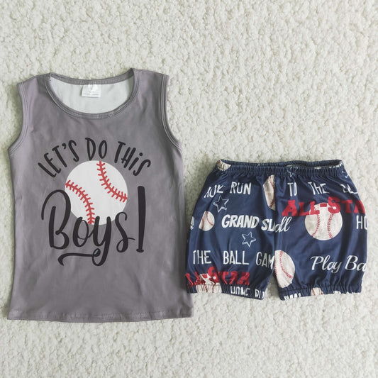 Promotion Baby Boy Sleeveless Shirt Baseball Shorts Outfit