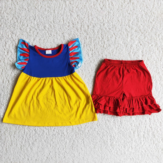 Promotion Baby Girl Short Sleeves Tops Red Shorts Princess Cotton Outfit