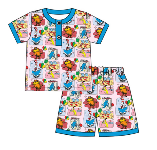 Baby Girl Toddler Short Sleeves Shirt Shorts Dr Reading Pajamas Clothes Set Moq 5