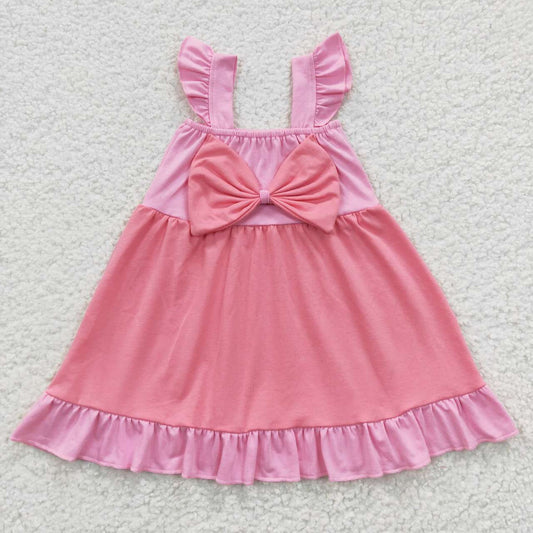 GSD0340 Baby Girl Short Sleeves Princess Summer Pink Dress