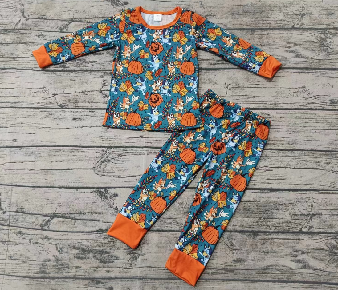 Baby Boy Long Sleeves Ghost Dog Pumpkin Shirt Pants Pajamas Halloween Set