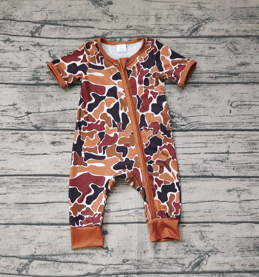 Pre-order Baby Infant Boys Bright Camo Zip Romper