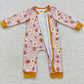 LR0311 Baby Boy Long Sleeves Zipper Floral Romper