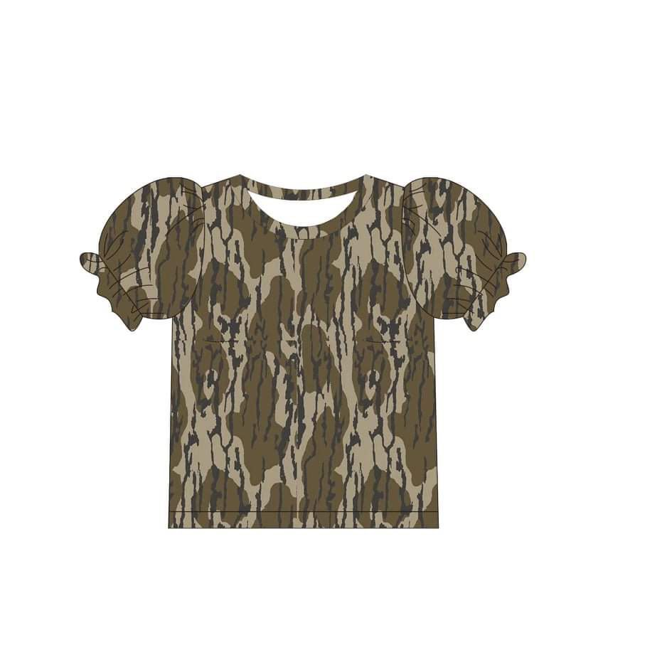 Moq 3 Pre-order GT0495 Baby Girl Short Sleeves Camo Shirt Tops