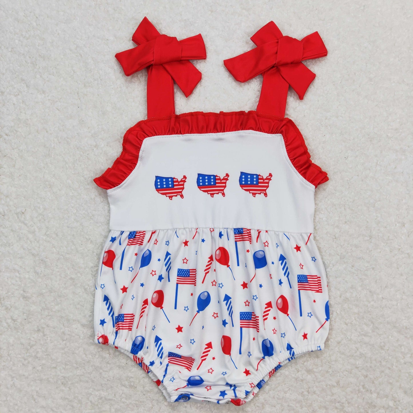 Baby Boy Sleeveless Flags Balloons July 4th One Piece Romper