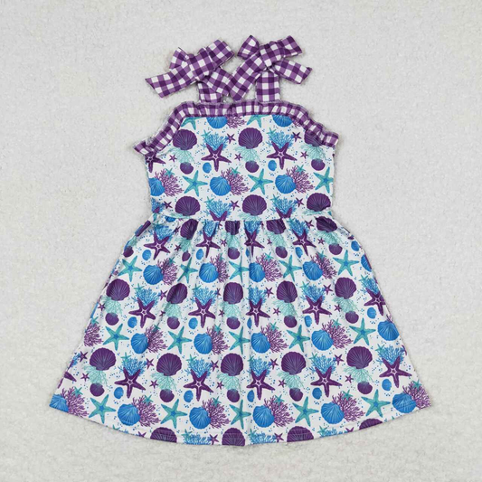 Baby Girl Sleeveless Starfish Purple Summer Dress