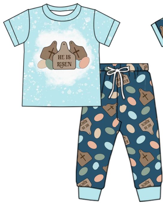 Baby Boy Short Sleeves Easter Eggs Sibling Romper Clothes Set ( Moq 5 Each Design )11.21