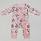 LR0631 Baby Boy Long Sleeves Christmas Candy Cookie One Piece Romper