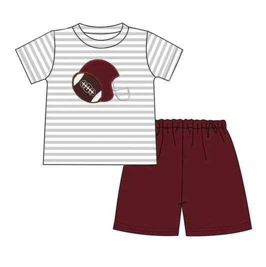 Moq 5 Baby Boy Short Sleeves Football Stripes Shirt Shorts Summer Set