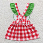 Promotion Baby Girl Short Sleeves Embroidery Watermelon Summer Red Plaid Dress