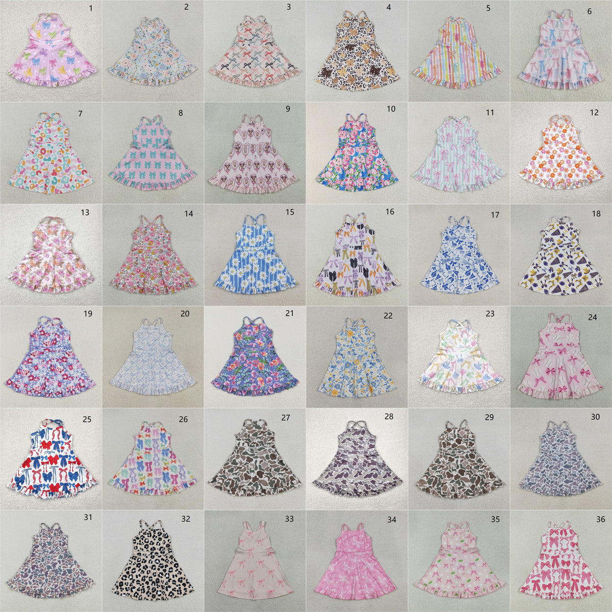 (No.25-36 ) Sibling Baby Girls Kids Straps Ruffle Shorts Knee Length Dresses Yoga Active Clothes RTS