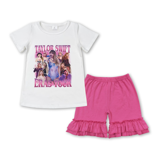 GSSO1391 Baby Girl Singer Shirt Pink Shorts Summer Set