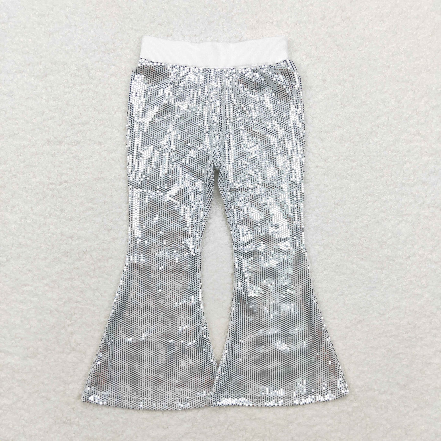 Baby Girl Silver Sequins Bell Bottom Pants