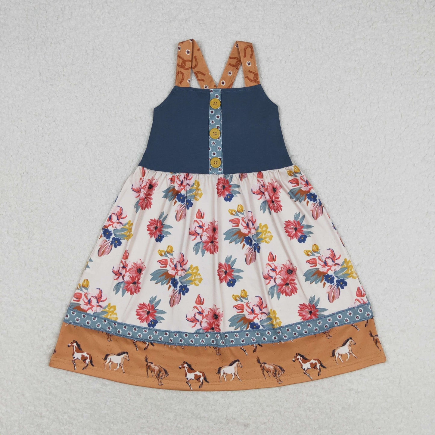 Baby Girl Sleeveless Flower Horse Summer Dress