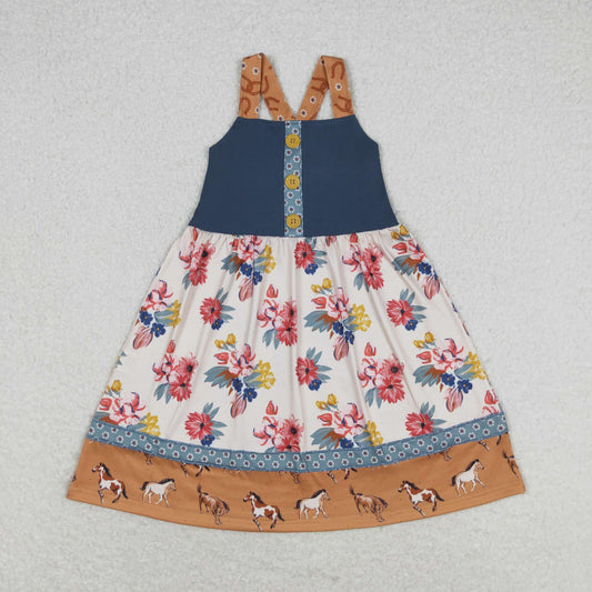 Baby Girl Sleeveless Flower Horse Summer Dress