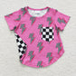 GT0227 Baby Girl Short Sleeves Checkered Pocket Shirt