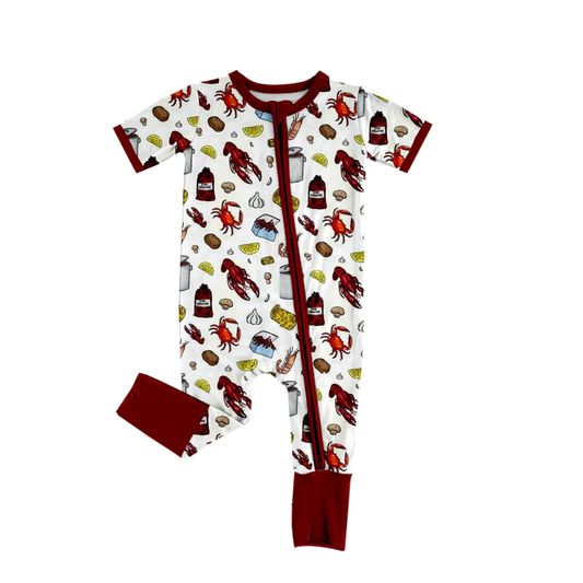 Moq 3 Pre-order SR1339 Baby Boy Crawfish Zipper Summer One Piece Romper