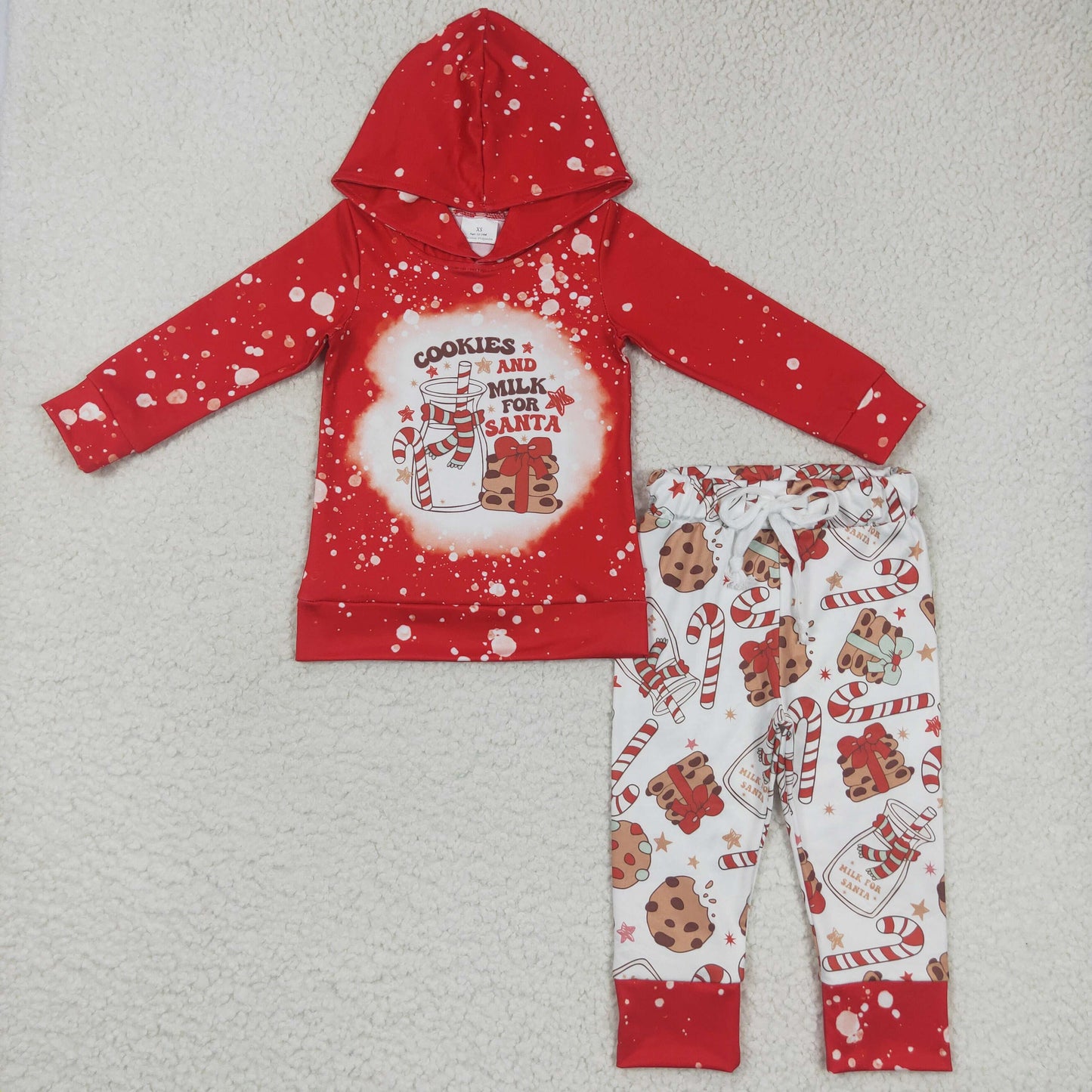 BLP0219 Baby Kids Christmas Hoodie Long Sleeves Pants Cookie Outfit