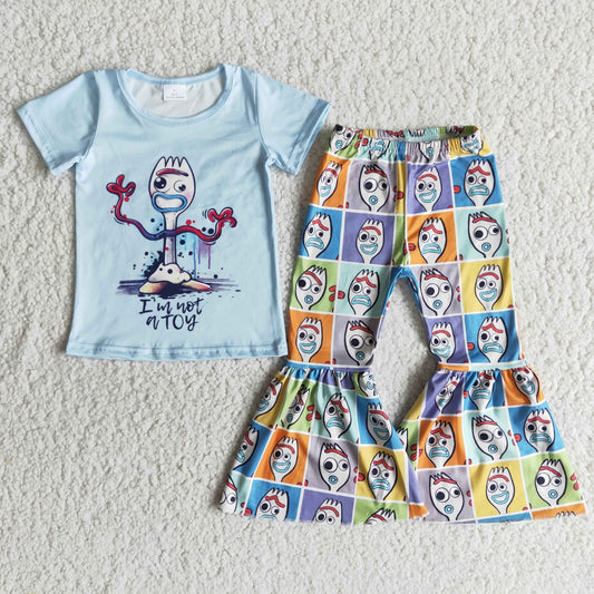 Promotion B2-2 Baby Girl Short Sleeves Shirt Bell Pants Outfit