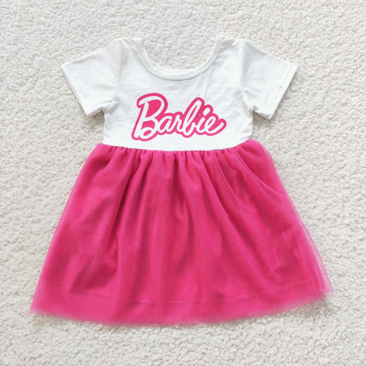 GSD0461 Summer Baby Girl Short Sleeves Pink Doll Tullet Dress