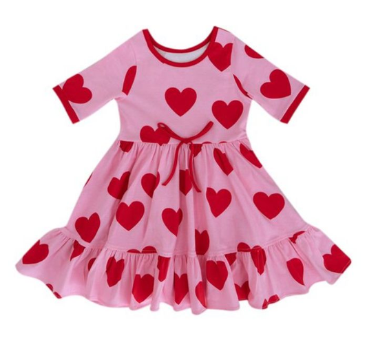 Moq 3 Pre-order GSD0629 Baby Girl Valentine's Day Hearts Dress