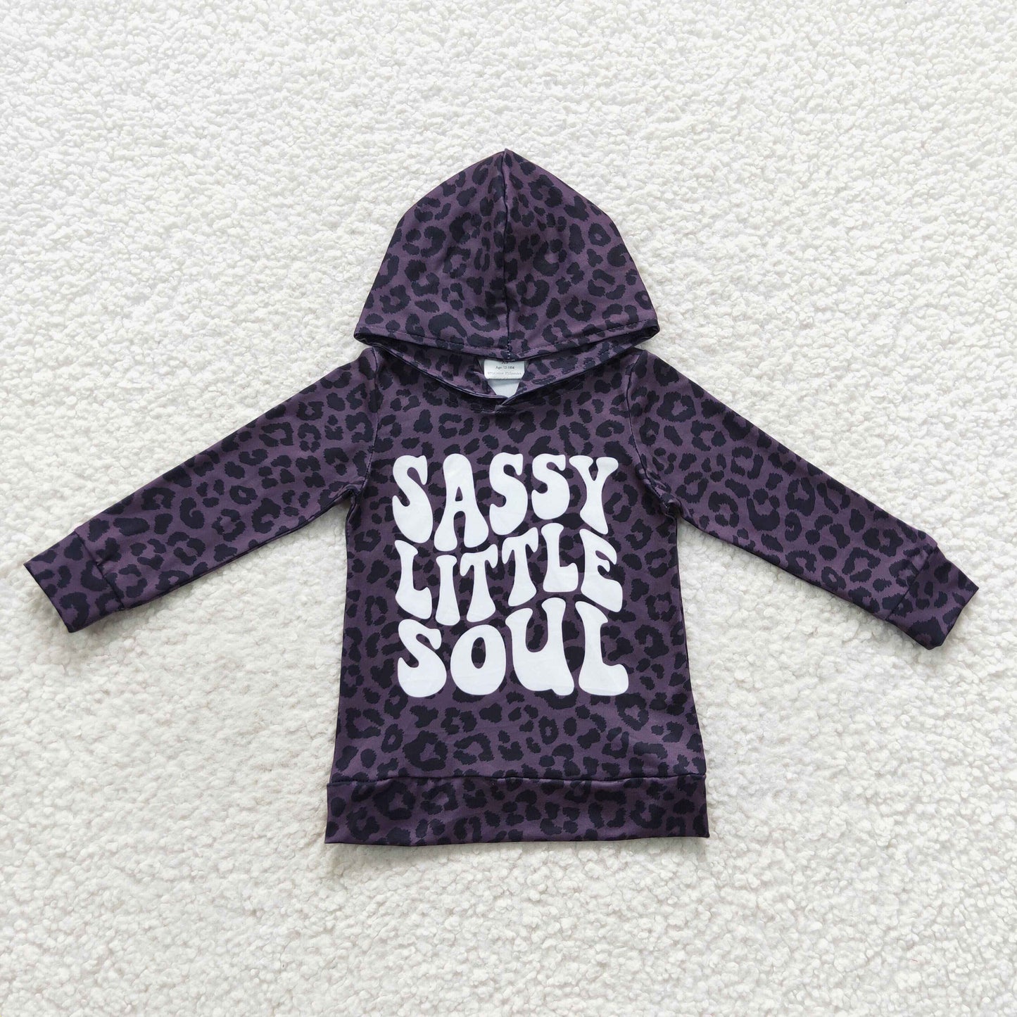 GT0233 Baby Kids Sassy Hoodie Long Sleeves Leopard Shirt