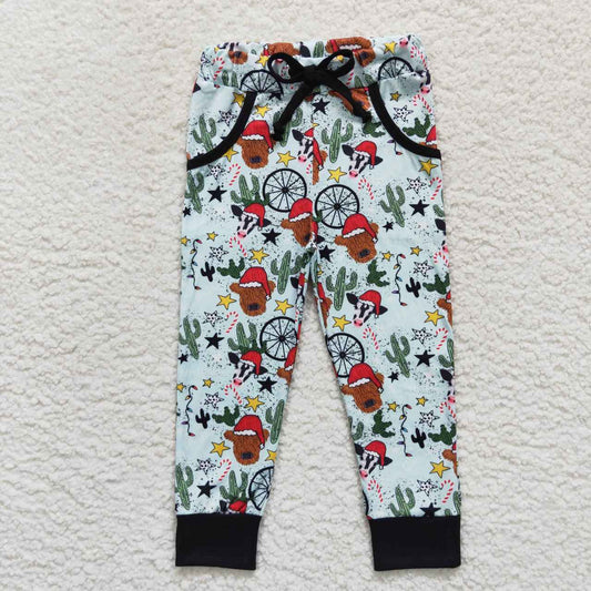 P0291 Baby Boy Christmas Cow Cactus Pocket Pants