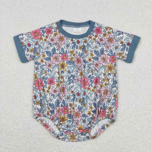 Baby Girl Short Sleeves Floral Summer One Piece Romper