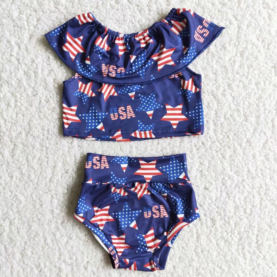 Promotion Baby Girl July 4th Bummies Stars Set