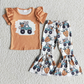 Promotion D11-4 Baby Girl Short Sleeves Easter Shirt Carrot Easter Tractor Bell Pants Set