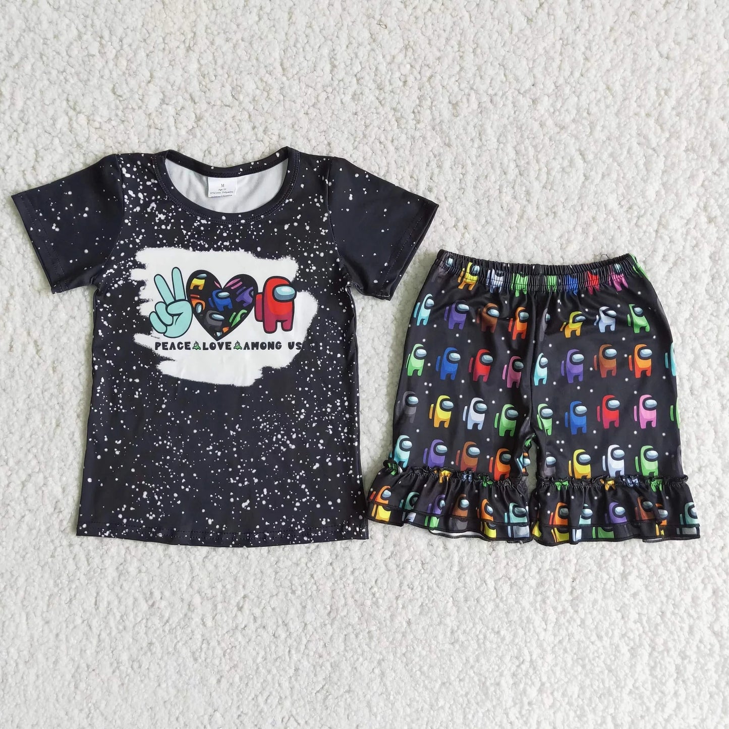 Promotion D12-2 Baby Girl Summer Cartoon Short Sleeves Shirt Shorts Outfit