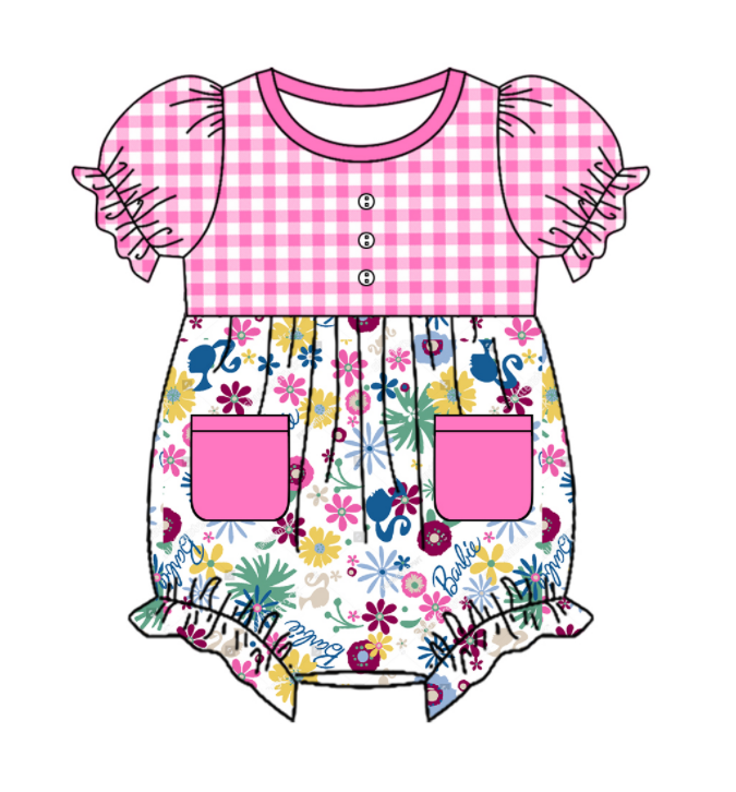 Baby Girl Short Sleeves Flower Bows Sibling Romper Dress Clothes Set ( Moq 5 Each Design )