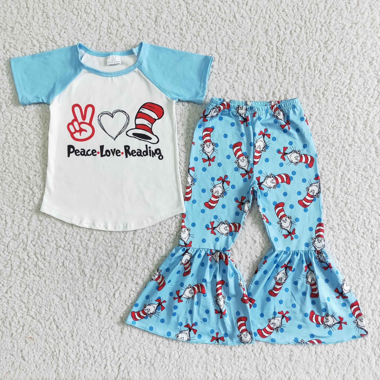 Promotion D2-12 Baby Girl Short Sleeves Shirt Bell Pants Dr Reading Outfit