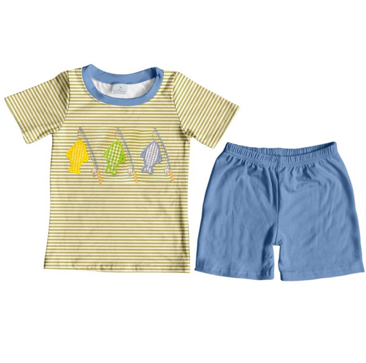 Moq 3 Pre-order BSSO0732 Baby Boy Short Sleeves Fishing Shirt Shorts Set