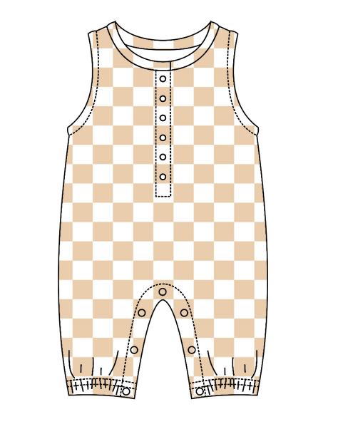 Baby Boy Girl Sibling Checkered Shirt Romper Set Moq 5