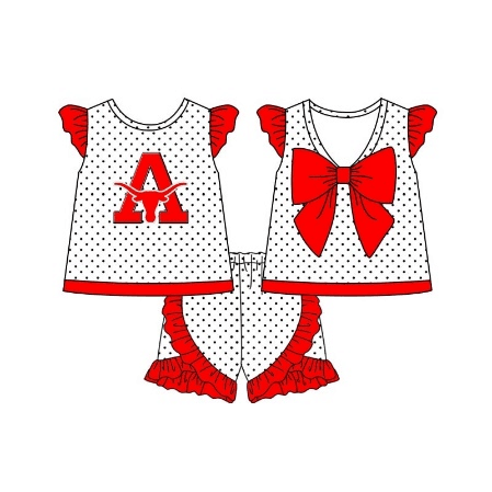 baby girl short sleeves res bow cow tops shorts team set