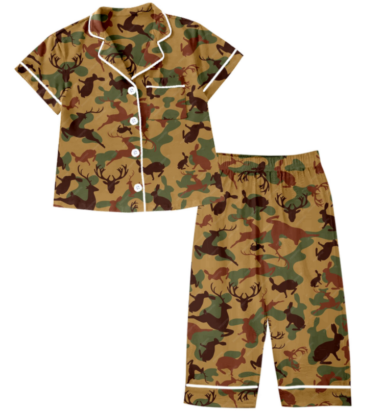 Baby Boy Girl Sibling Deer Rabbit Hunting Shirt Romper Set Moq 5