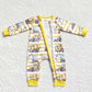 LR0569 Baby Boy Long Sleeves Construction Stripes One Piece Zipper Romper