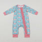 LR0712 Baby Girl Long Sleeves One Piece Western Cow Floral Romper