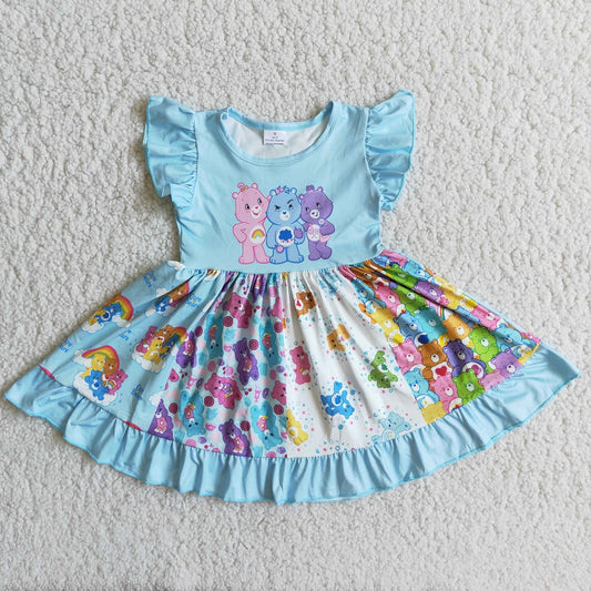 Promotion D9-18 Baby Girl Bear Short Sleeves Twirl Dress